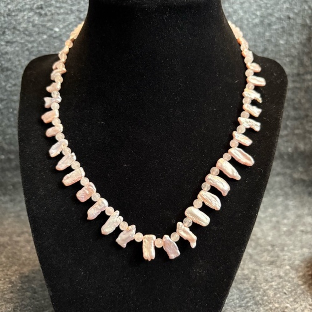 Unique Pink Pearl & Rose Quartz Necklace